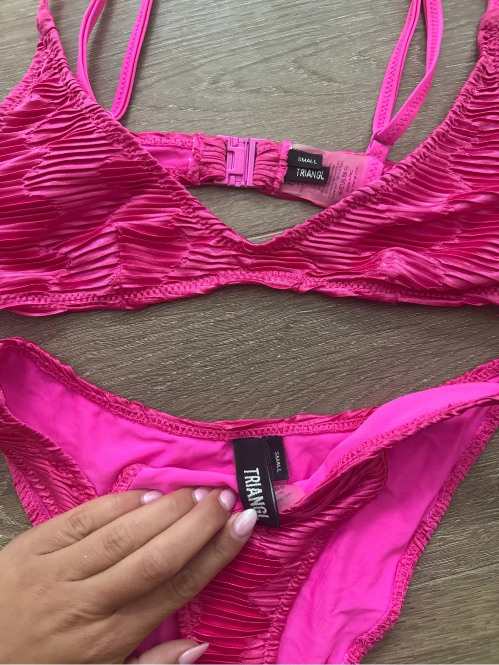 triangl swimwear Hot Pink Ribbed Bikini Set